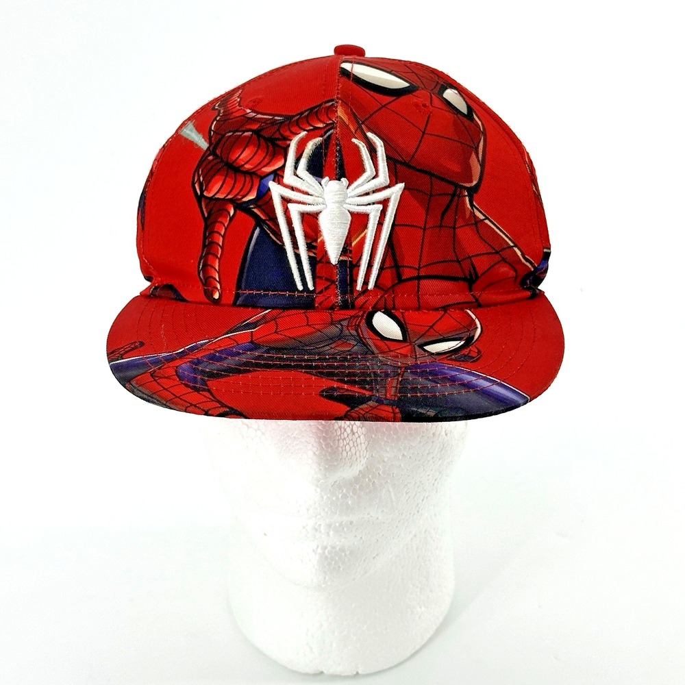 Spiderman Red All-Over Print Snapback Cap Hat White Embroidered Logo OSFM